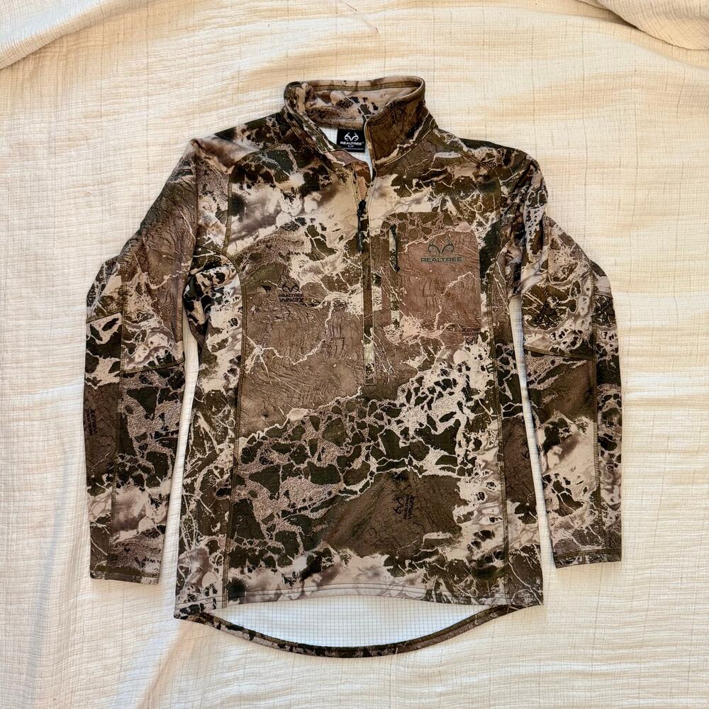 Realtree WAV3X Camo Quarter Zip Pullover Mens S Hunting